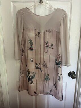 Ted Baker Beige Circus Print With Beading Dress Size 6